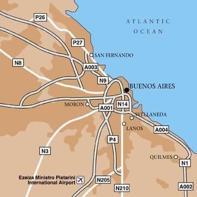 Mapa dos aeroportos de Buenos Aires