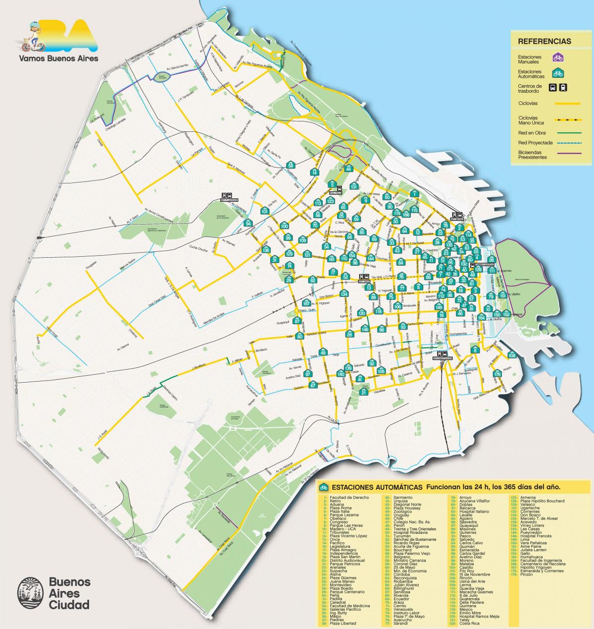 Mapa da ciclovia de Buenos Aires