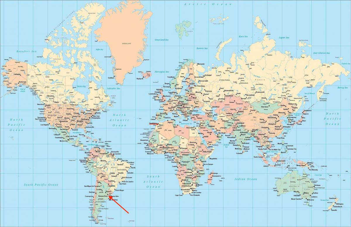 Localização de Buenos Aires no mapa do mundo