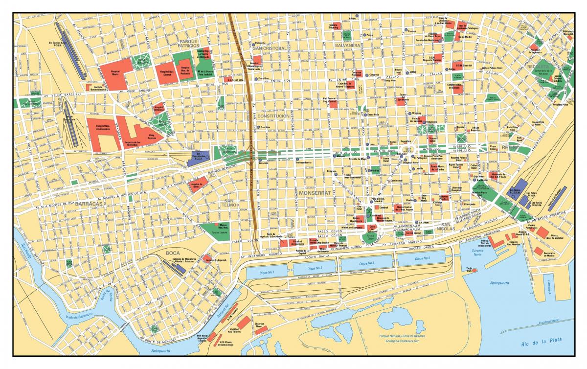 Mapa do centro da cidade de Buenos Aires