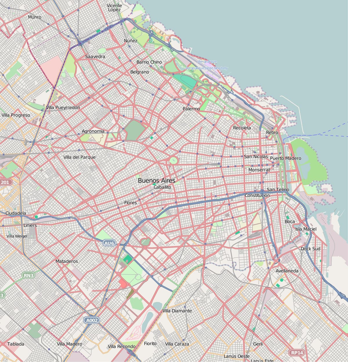 Mapa de estradas de Buenos Aires